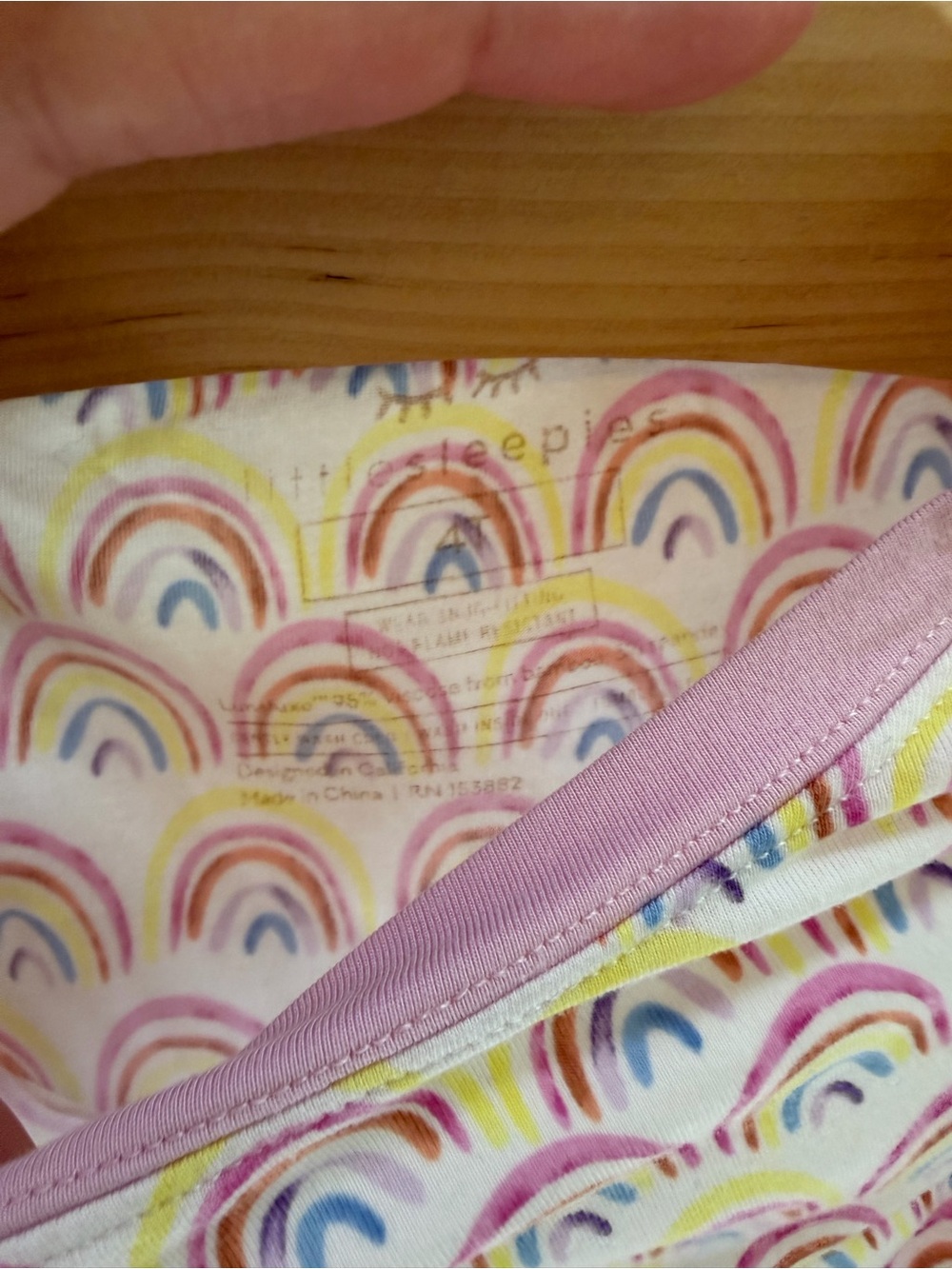 Little Sleepies Girls Rainbow Print Pajama Set - Pink, Yellow, Blue - Picture 7 of 7